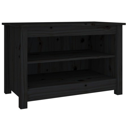 vidaXL Banco zapatero madera de pino maciza negro 70x38x45,5 cm