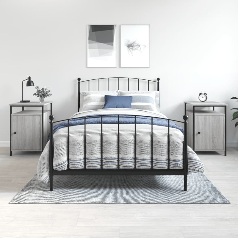 vidaXL Mesitas de noche 2 uds madera contrachapada gris 40x42x60 cm vidaXL Mesitas de noche 2 uds madera contrachapada gris 40x42x60 cm