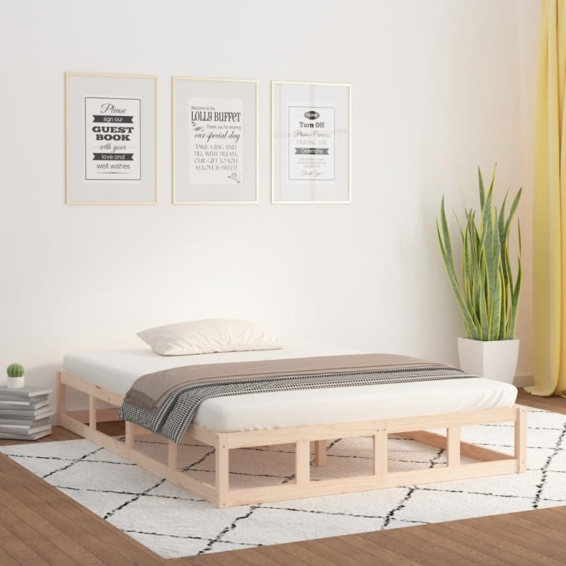 vidaXL Estructura de cama doble pequeña de madera maciza 120x190 cm vidaXL Estructura de cama doble pequeña de madera maciza 120x190 cm
