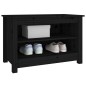 vidaXL Banco zapatero madera de pino maciza negro 70x38x45,5 cm