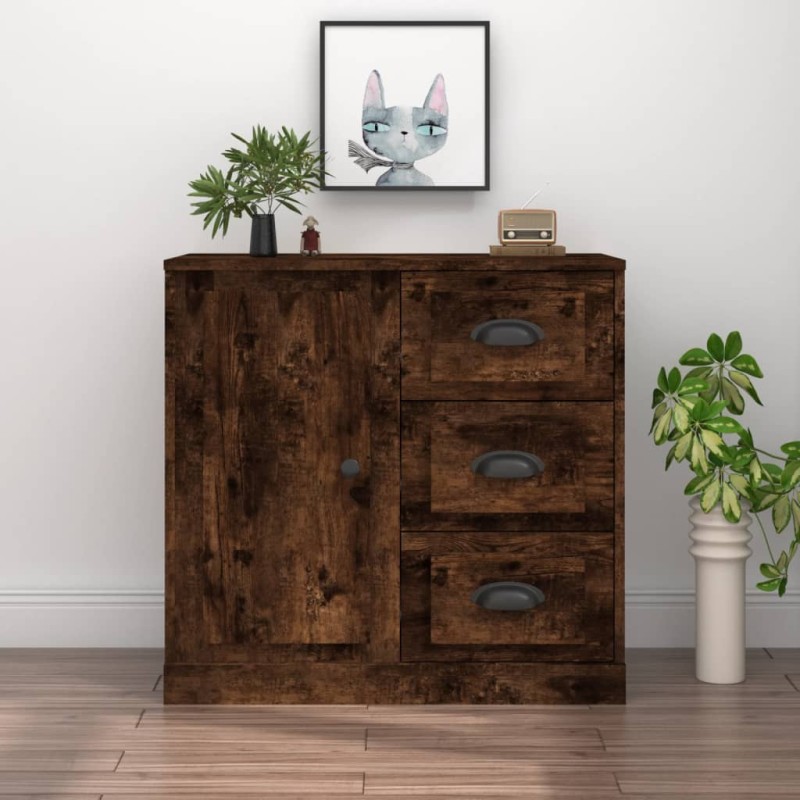 vidaXL Aparador de madera contrachapada roble ahumado 70x35,5x67,5 cm vidaXL Aparador de madera contrachapada roble ahumado 70x35,5x67,5 cm