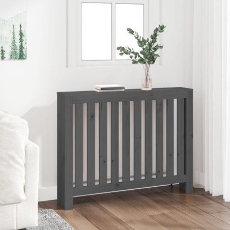 vidaXL Cubierta de radiador madera maciza de pino gris 108,5x19x84 cm