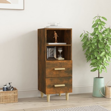 vidaXL Aparador madera contrachapada roble ahumado 34,5x34x90 cm