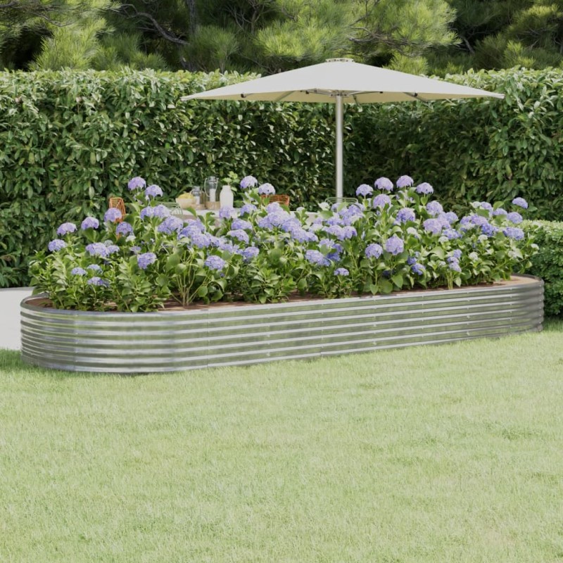 vidaXL Jardinera arriate acero recubrimiento polvo plata 373x140x36 cm vidaXL Jardinera arriate acero recubrimiento polvo plata 373x140x36 cm