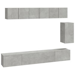 vidaXL Set de muebles de TV 6 pzas madera contrachapada gris hormigón