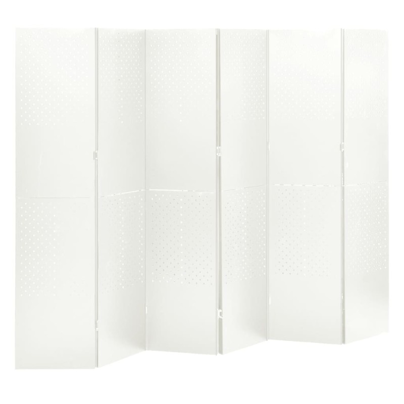 vidaXL Biombo divisor de 6 paneles acero blanco 240x180 cm