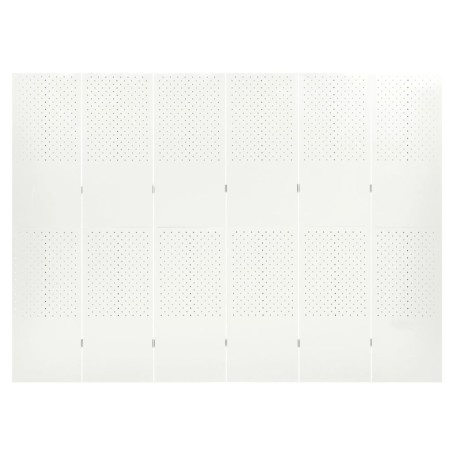 vidaXL Biombo divisor de 6 paneles acero blanco 240x180 cm