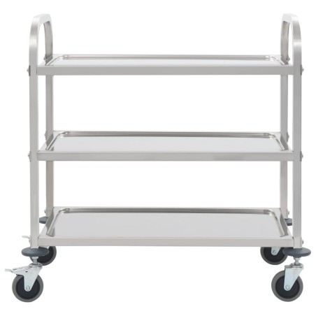 vidaXL Carrito de cocina de 3 alturas 96,5x55x90 cm acero inoxidable