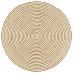 vidaXL Alfombra de yute tejida a mano diseño espiral blanco 120 cm