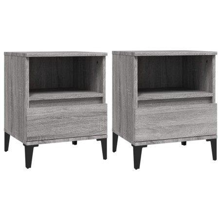 vidaXL Mesitas de noche 2 unidades gris Sonoma 40x35x50 cm