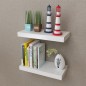 vidaXL Estantes flotantes de pared 2 uds MDF blanco para libros/DVD vidaXL Estantes flotantes de pared 2 uds MDF blanco para libros/DVD