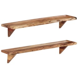 vidaXL Estantes de pared 2 unidades madera maciza acacia 110x20x18 cm