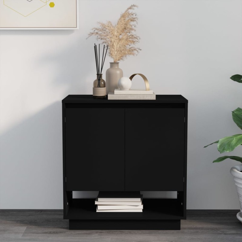 vidaXL Aparador de madera contrachapada negro 70x41x75 cm