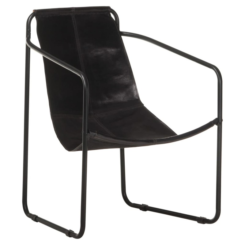 vidaXL Silla de relax de cuero auténtico negro vidaXL Silla de relax de cuero auténtico negro