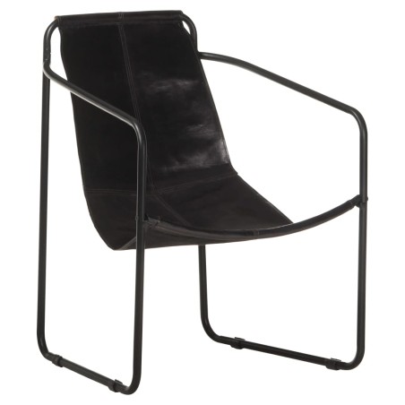 vidaXL Silla de relax de cuero auténtico negro