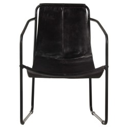 vidaXL Silla de relax de cuero auténtico negro
