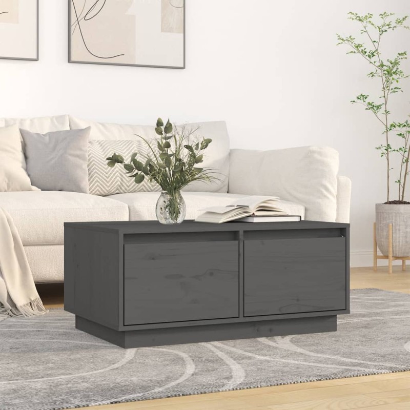vidaXL Mesa de centro madera maciza de pino gris 80x50x35 cm vidaXL Mesa de centro madera maciza de pino gris 80x50x35 cm