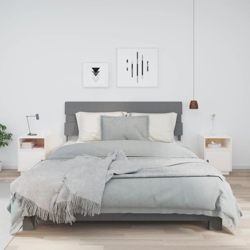 vidaXL Mesitas de noche 2 uds madera maciza pino blanco 40x34x55 cm vidaXL Mesitas de noche 2 uds madera maciza pino blanco 40x34x55 cm