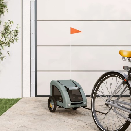 vidaXL Remolque de bicicleta mascotas hierro tela Oxford gris