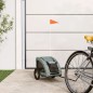 vidaXL Remolque de bicicleta mascotas hierro tela Oxford gris