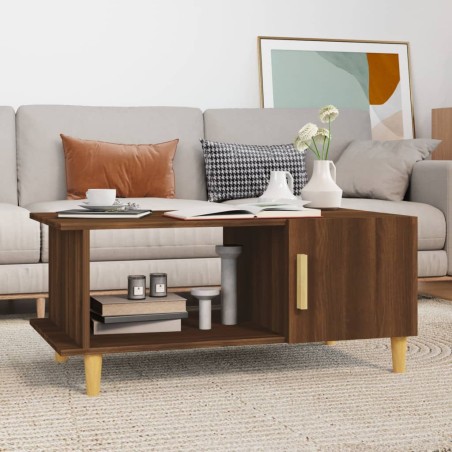 vidaXL Mesa de centro madera contrachapada roble marrón 90x50x40 cm