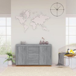 vidaXL Aparador de madera contrachapada gris Sonoma 120x36x69 cm