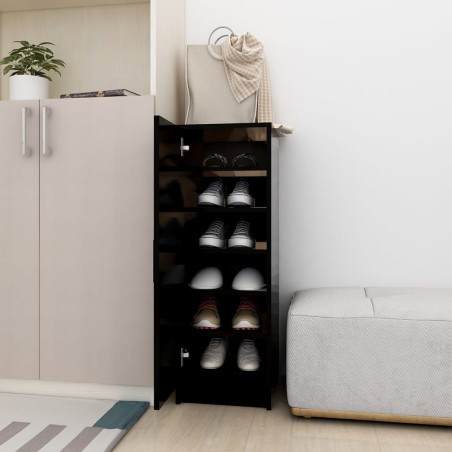vidaXL Mueble zapatero de aglomerado negro 32x35x92 cm