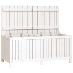 vidaXL Caja de almacenaje jardín madera de pino blanco 147x68x64 cm