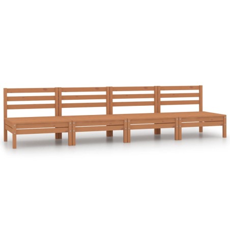 vidaXL Sofás centrales de jardín 4 uds madera maciza pino marrón miel