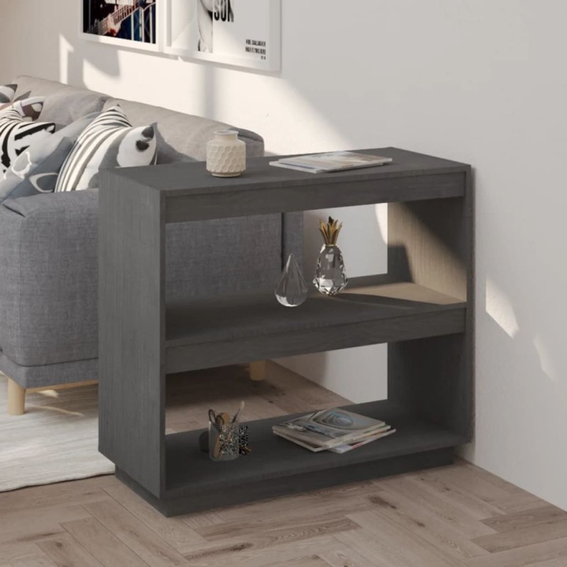 vidaXL Estantería de madera maciza de pino gris 80x35x71 cm vidaXL Estantería de madera maciza de pino gris 80x35x71 cm