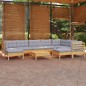vidaXL Juego de muebles de jardín 10 pzas y cojines madera maciza pino