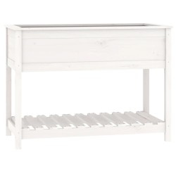 vidaXL Jardinera con estante madera maciza pino blanca 111,5x54x81 cm