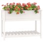 vidaXL Jardinera con estante madera maciza pino blanca 111,5x54x81 cm