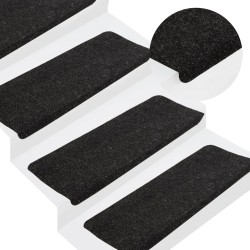 vidaXL Alfombrilla autoadhesiva de escalera 15 uds 65x24,5x3,5 cm