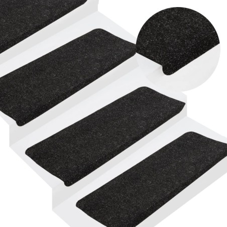 vidaXL Alfombrilla autoadhesiva de escalera 15 uds 65x24,5x3,5 cm