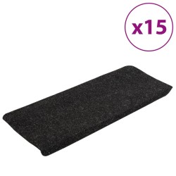 vidaXL Alfombrilla autoadhesiva de escalera 15 uds 65x24,5x3,5 cm