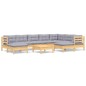 vidaXL Juego de muebles de jardín 10 pzas y cojines madera maciza pino