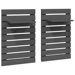 vidaXL Estantes mesitas de pared 2 uds madera maciza de pino gris