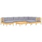 vidaXL Juego de muebles de jardín 10 pzas y cojines madera maciza pino