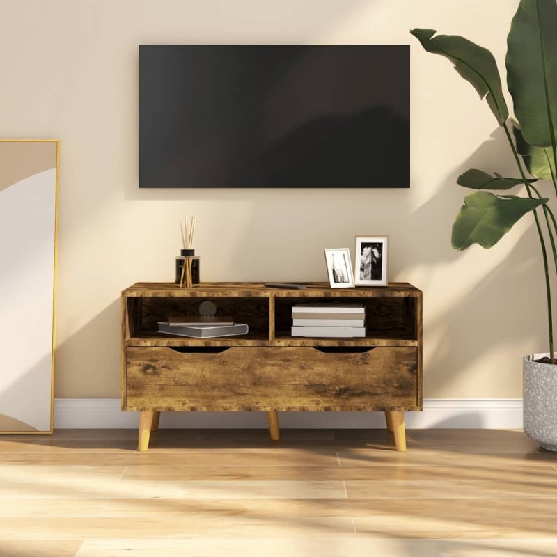 vidaXL Mueble de TV madera de ingeniería roble ahumado 90x40x48,5 cm vidaXL Mueble de TV madera de ingeniería roble ahumado 90x40x48,5 cm