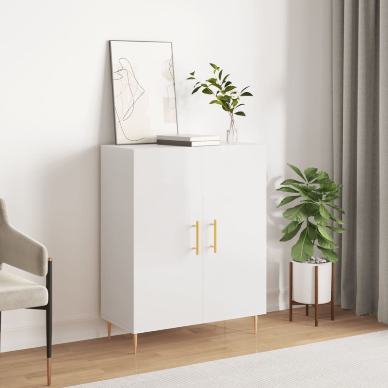 vidaXL Aparador de madera contrachapada blanco brillante 69,5x34x90 cm vidaXL Aparador de madera contrachapada blanco brillante 69,5x34x90 cm