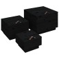 vidaXL Cajas de almacenaje con tapa 3 pzas madera maciza pino negro
