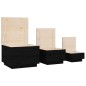 vidaXL Cajas de almacenaje con tapa 3 pzas madera maciza pino negro