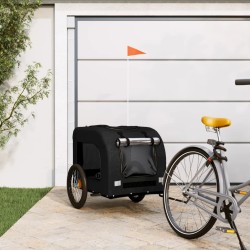 vidaXL Remolque de bicicleta mascotas hierro tela Oxford negro