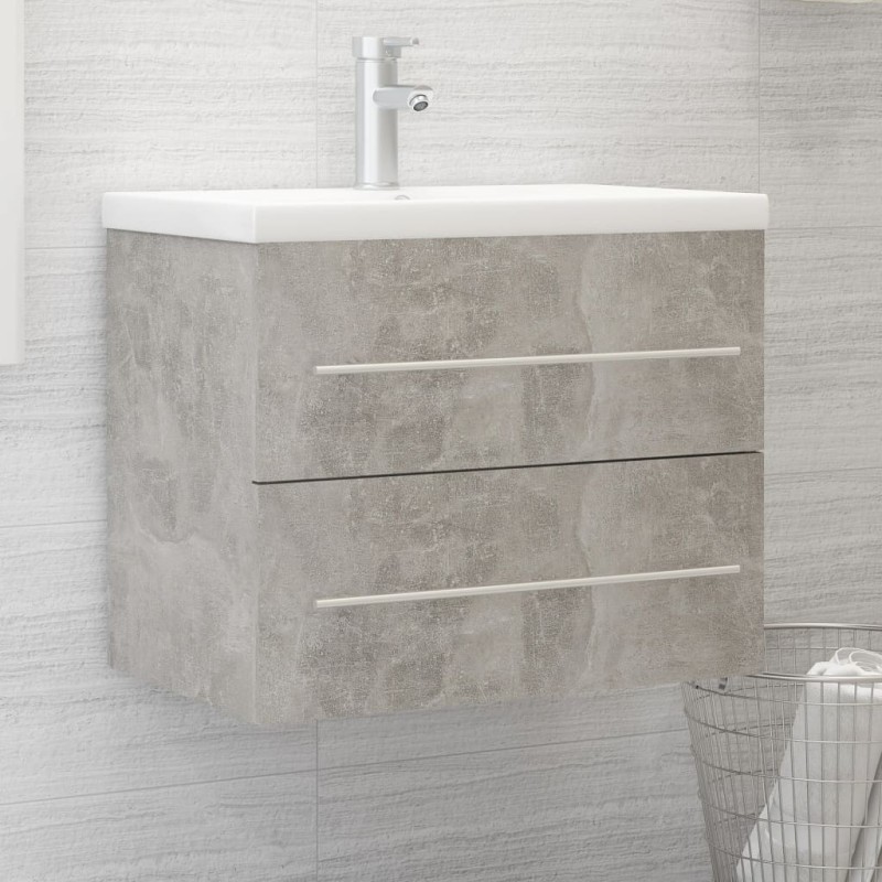 vidaXL Mueble de lavabo madera ingeniería gris hormigón 60x38,5x48 cm vidaXL Mueble de lavabo madera ingeniería gris hormigón 60x38,5x48 cm