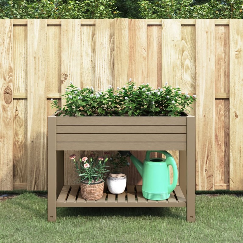 vidaXL Jardinera alta polipropileno marrón claro 110x45x79 cm vidaXL Jardinera alta polipropileno marrón claro 110x45x79 cm