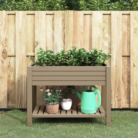 vidaXL Jardinera alta polipropileno marrón claro 110x45x79 cm