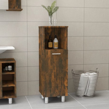 vidaXL Armario de baño madera contrachapada roble ahumado 30x30x95 cm