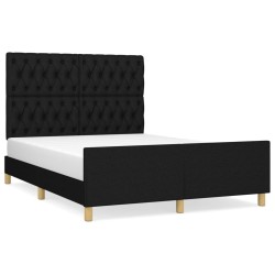 vidaXL Estructura de cama con cabecero de tela negro 140x200 cm