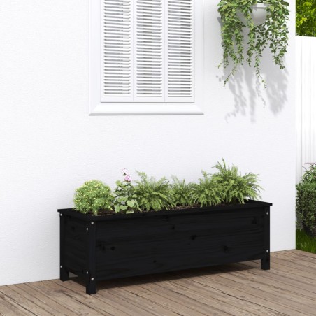 vidaXL Arriate elevado de jardín madera de pino negro 119,5x40x39 cm
